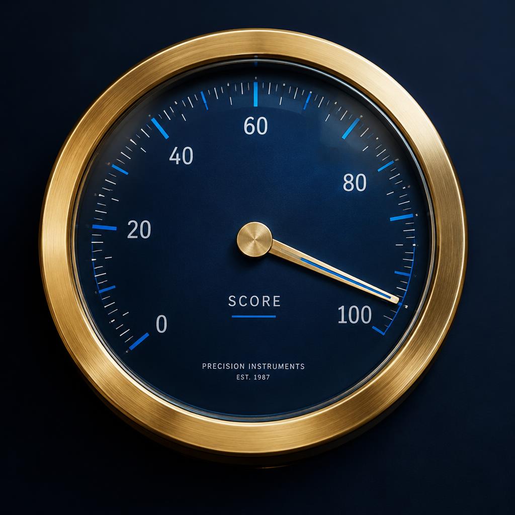 Gold and blue score gauge illustration